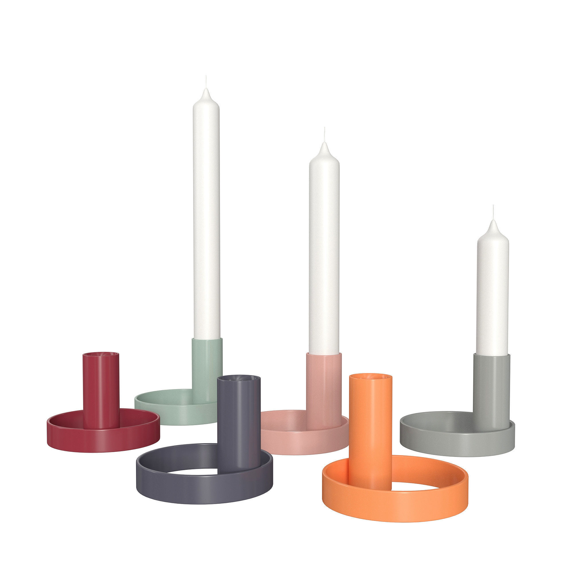 Colorful Candle Holder Set 3D model_4