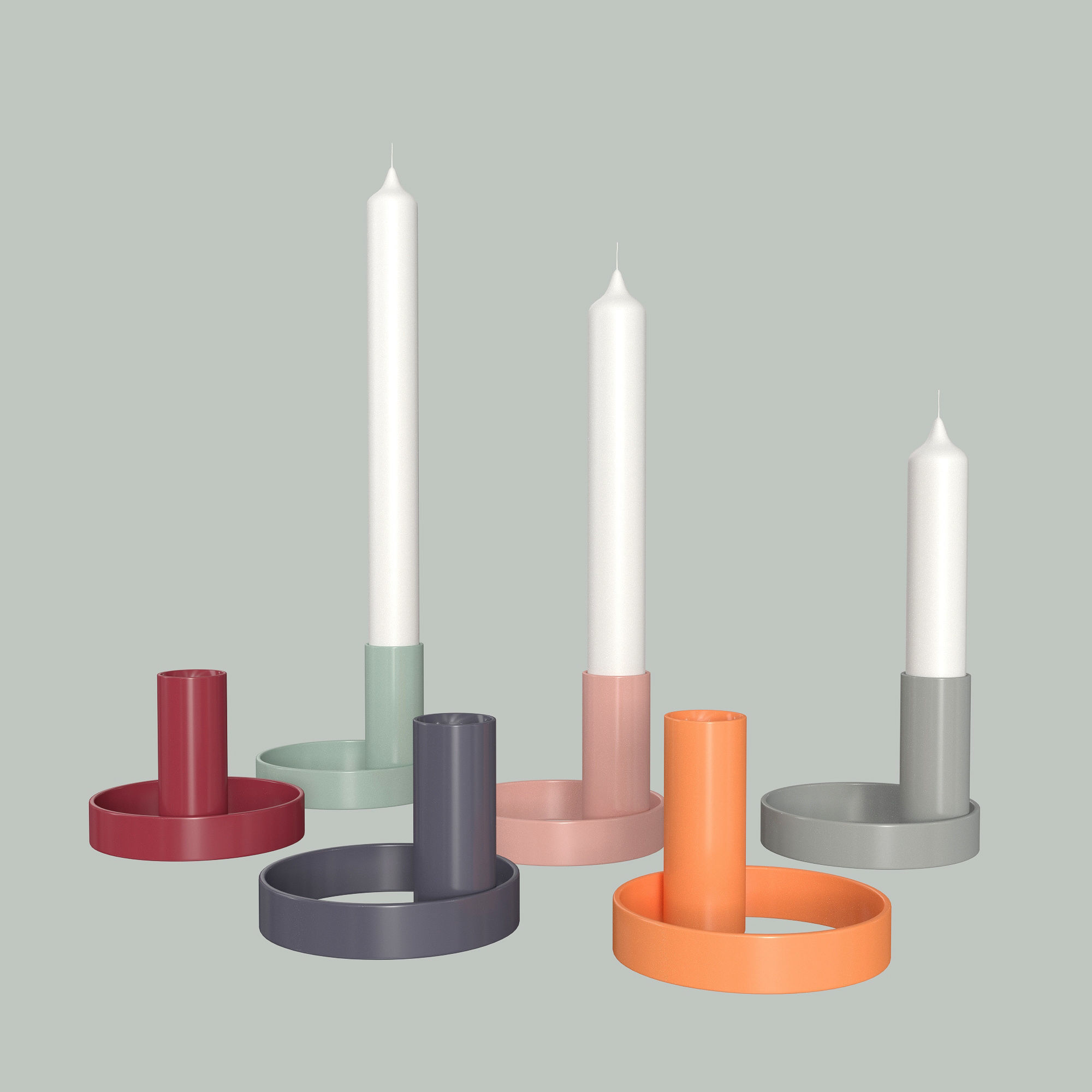 Colorful Candle Holder Set 3D model_2