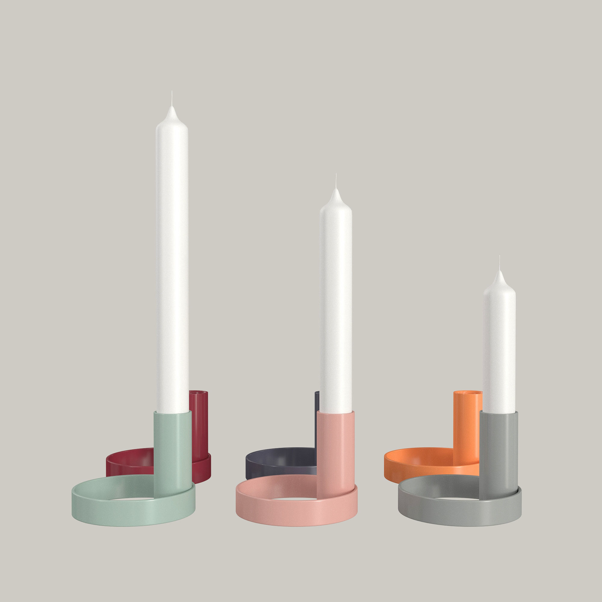 Colorful Candle Holder Set 3D model_5