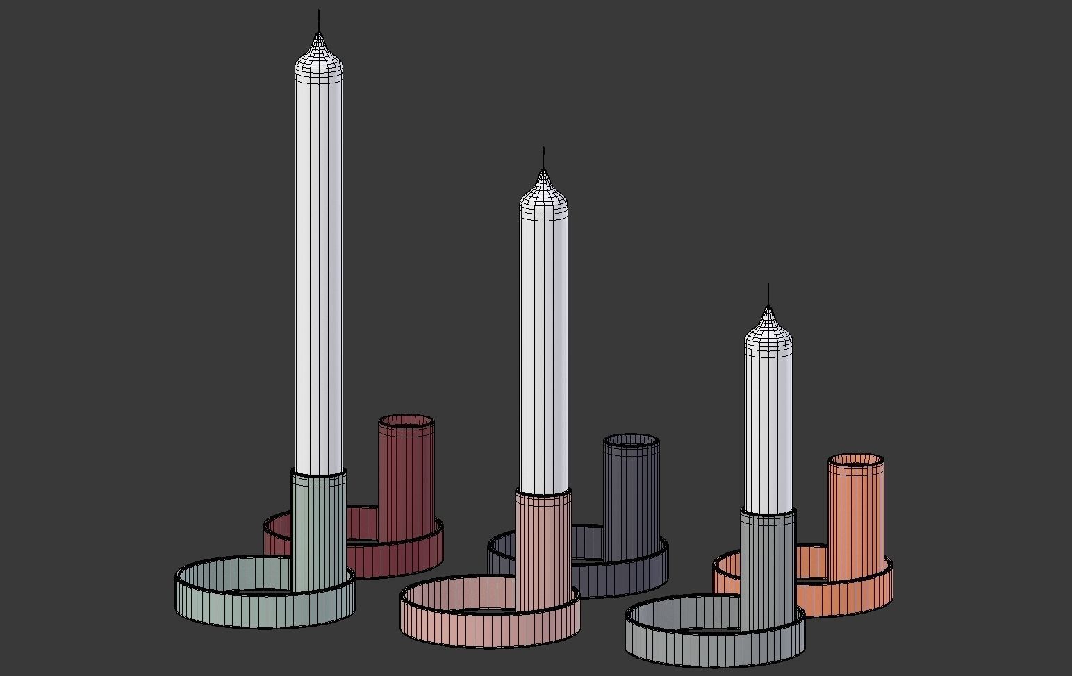 Colorful Candle Holder Set 3D model_9