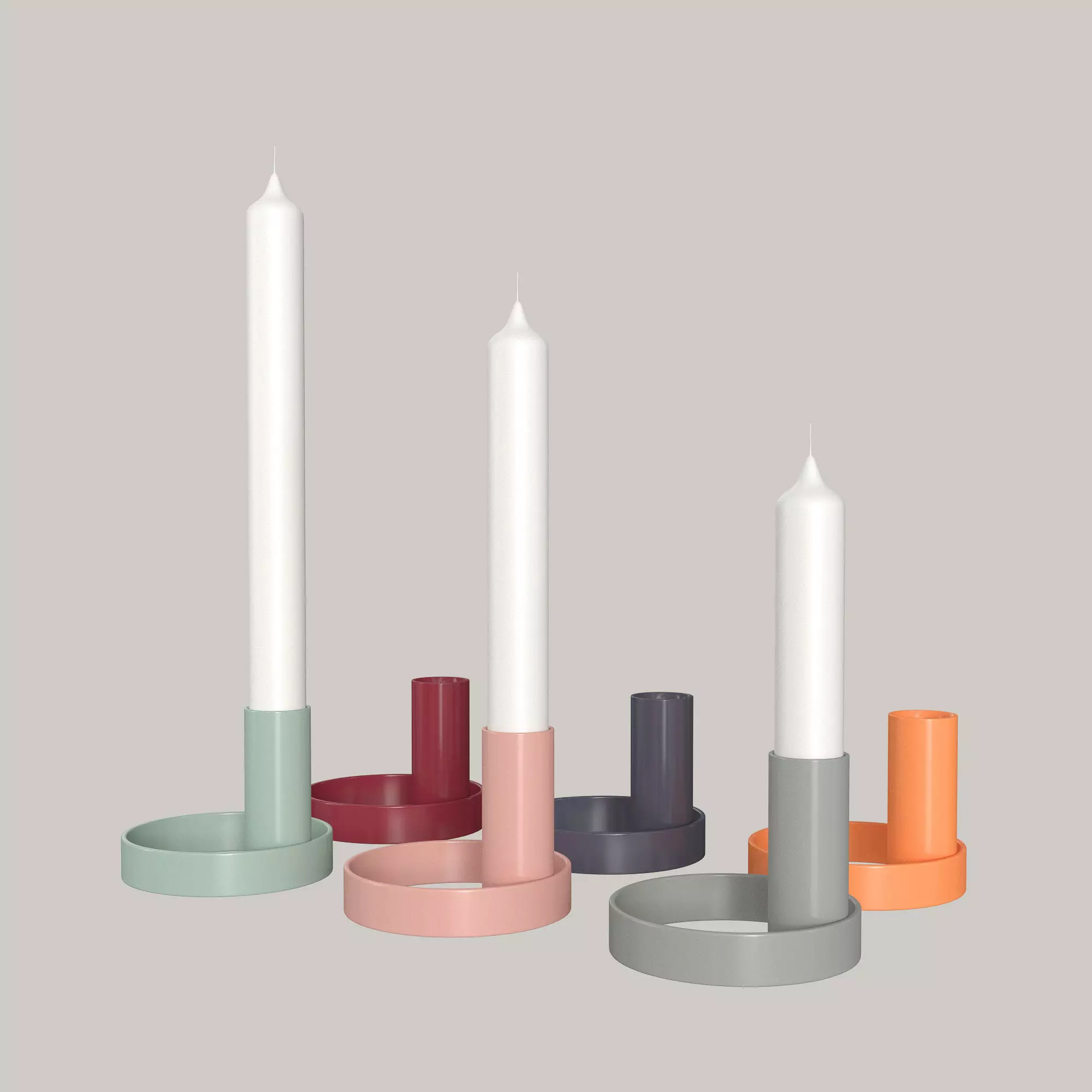 Colorful Candle Holder Set 3D model_0