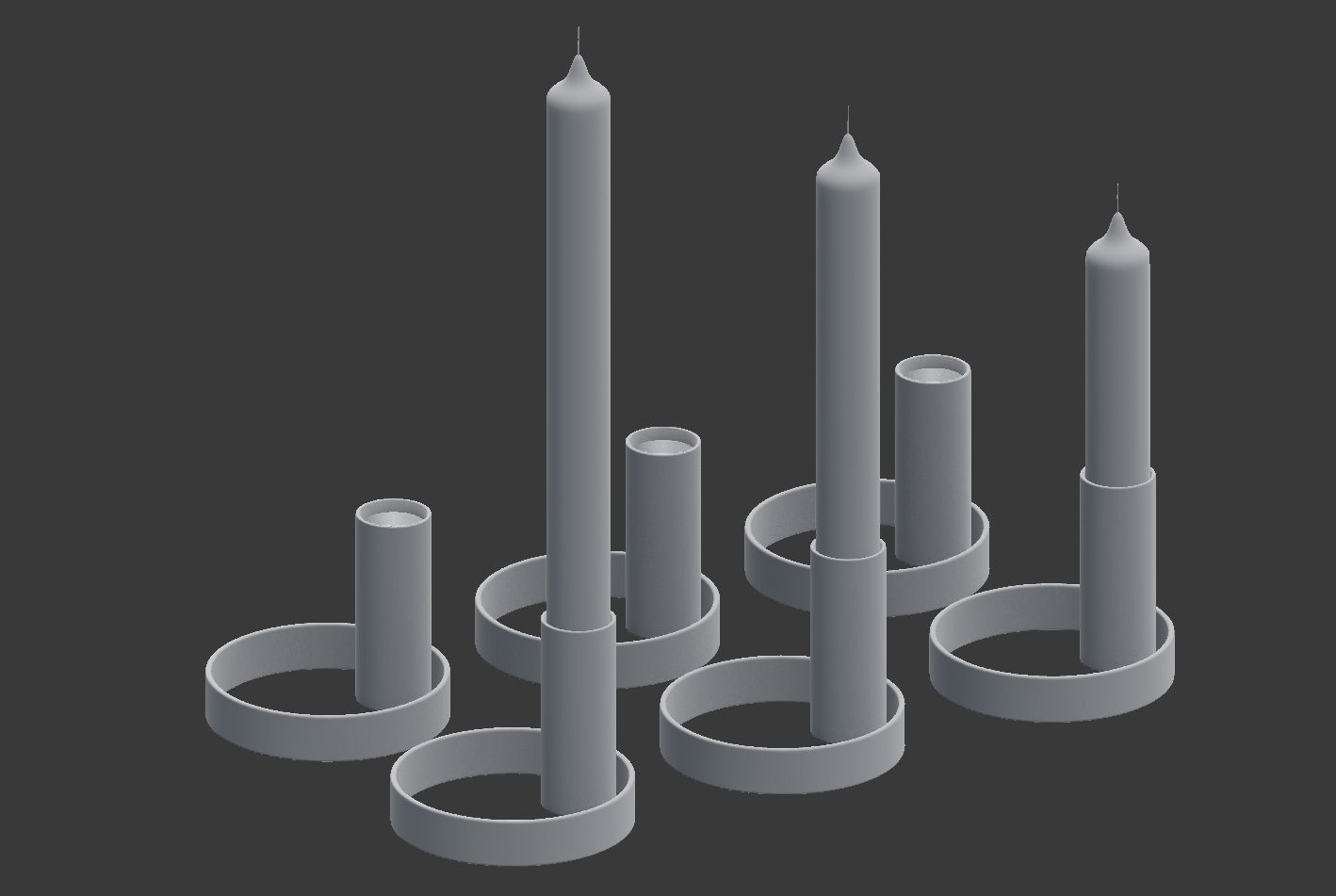Colorful Candle Holder Set 3D model_8