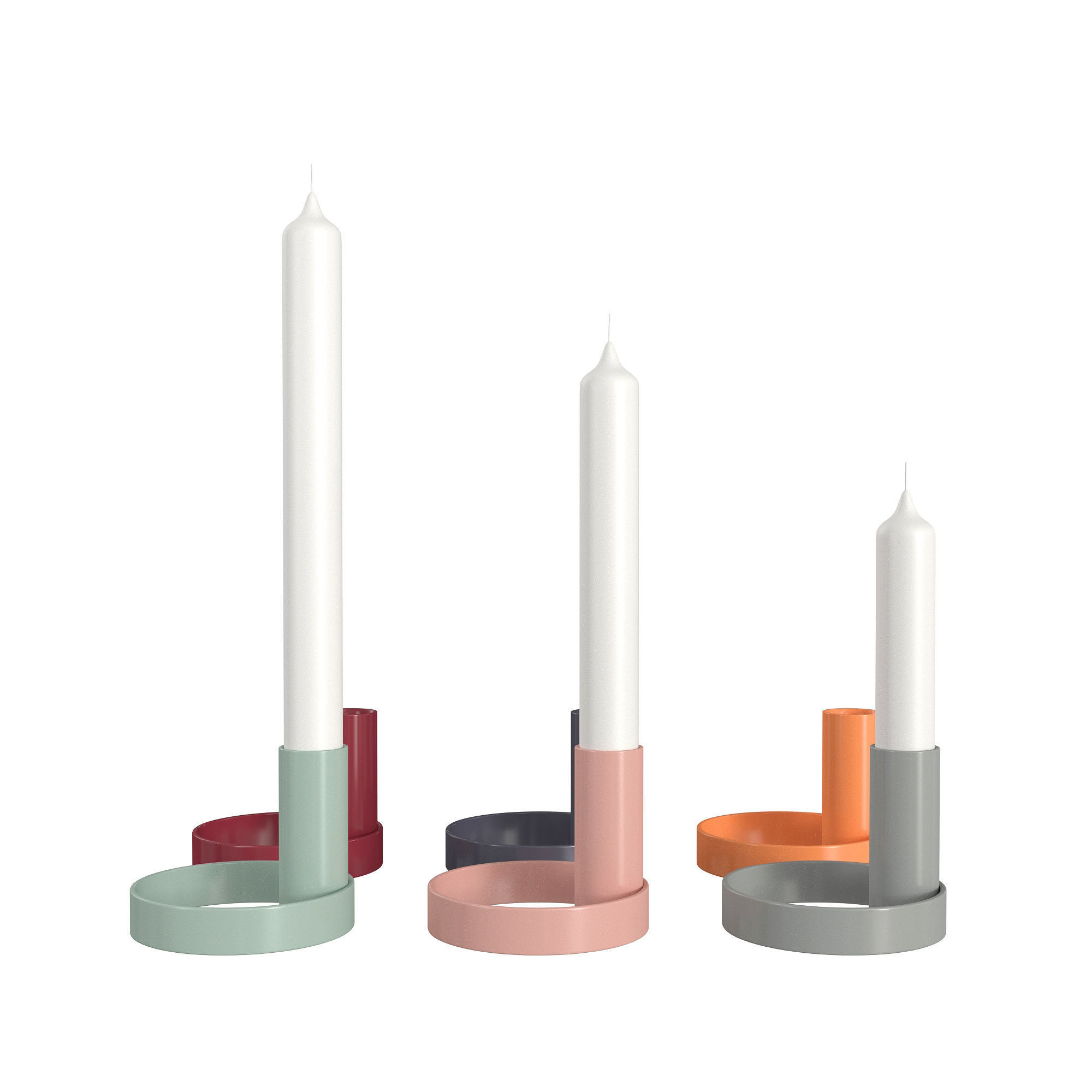 Colorful Candle Holder Set 3D model_1