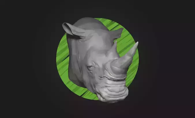 White Rhino Head - High Poly