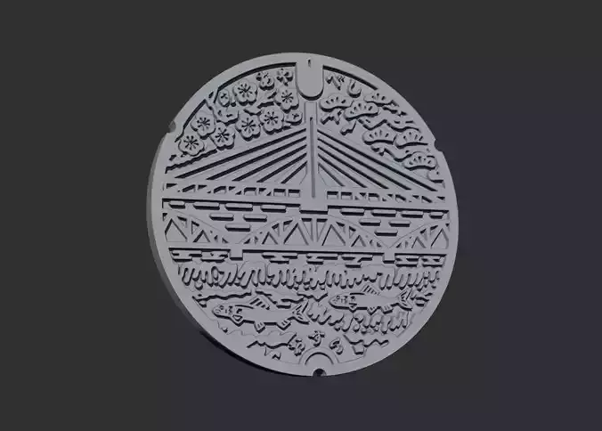 Yokohama Manhole Cover - Cup Coaster Free 3D print model