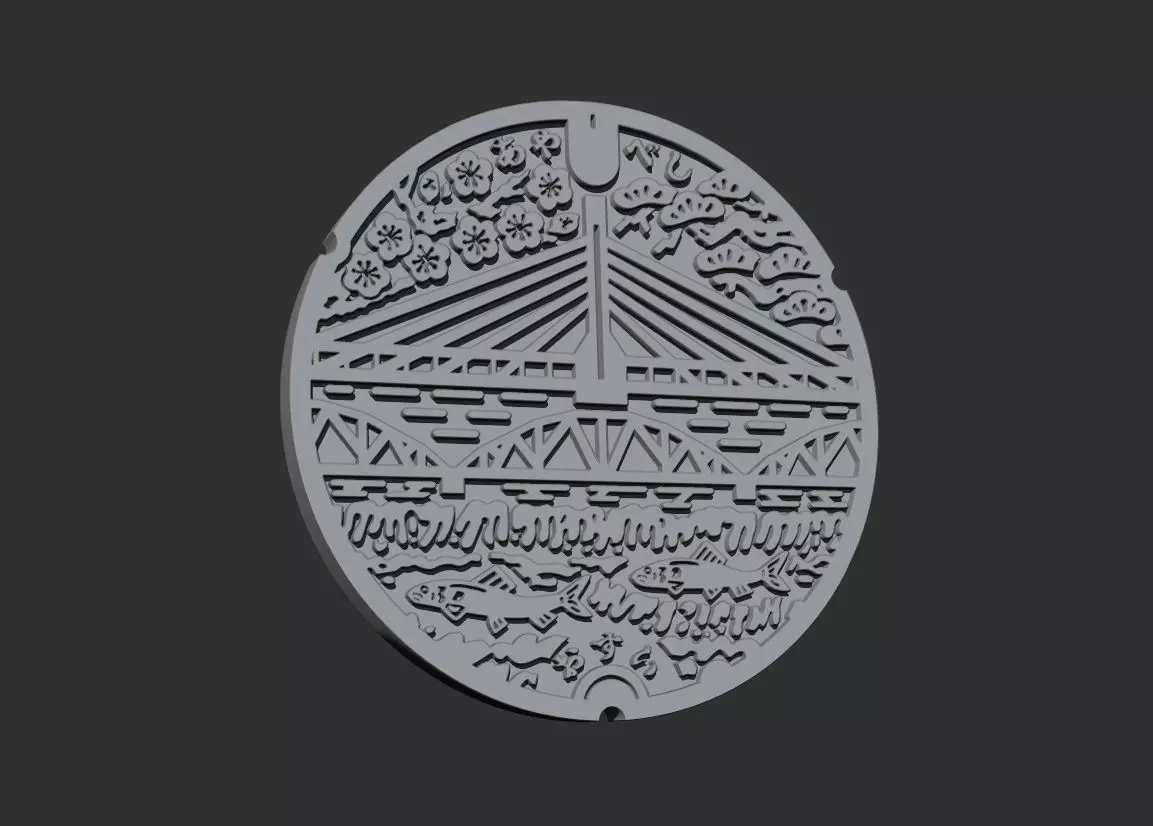 Yokohama Manhole Cover - Cup Coaster Free 3D print model_0