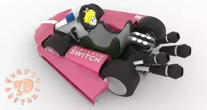 Princess Peach Kart Nintendo Switch Joy Con Controller 3D print model