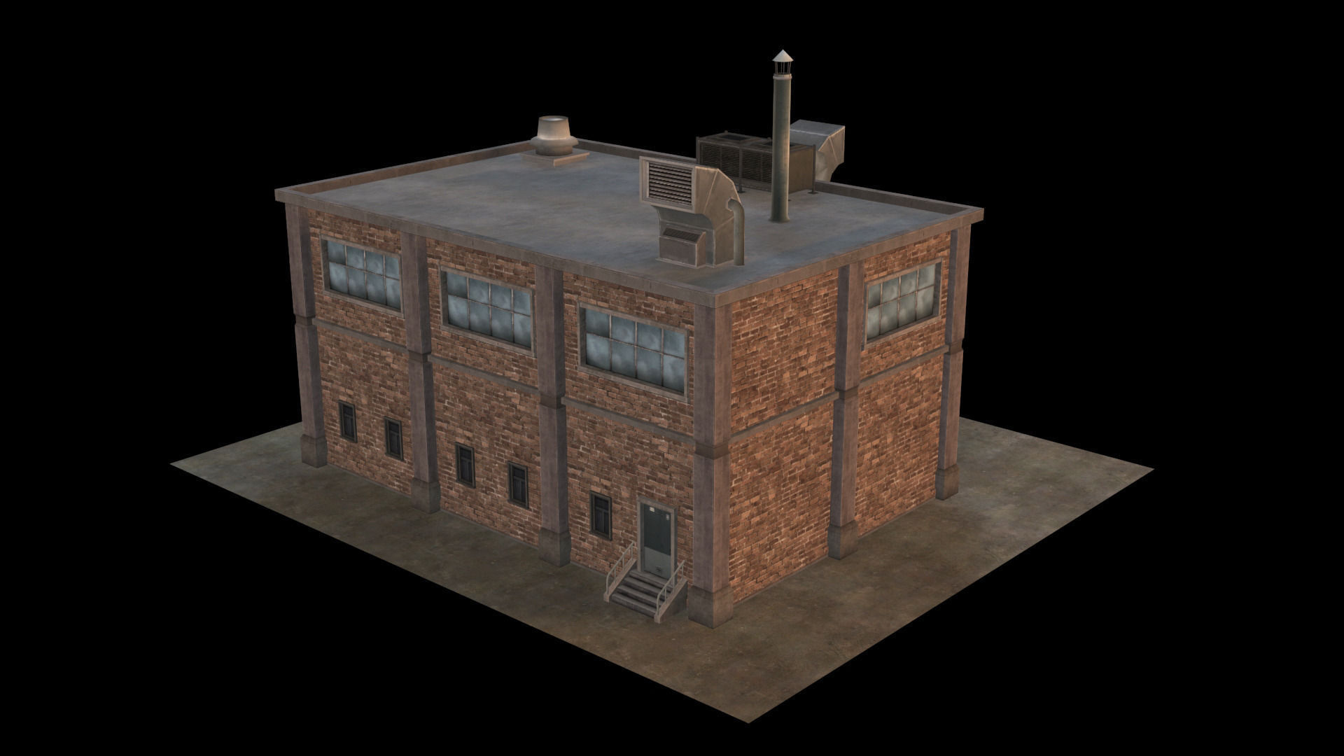 Small Industrial Building 02 Low-poly 3D model_1