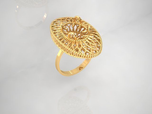 An 04 gold ring with intricate design 3D print model