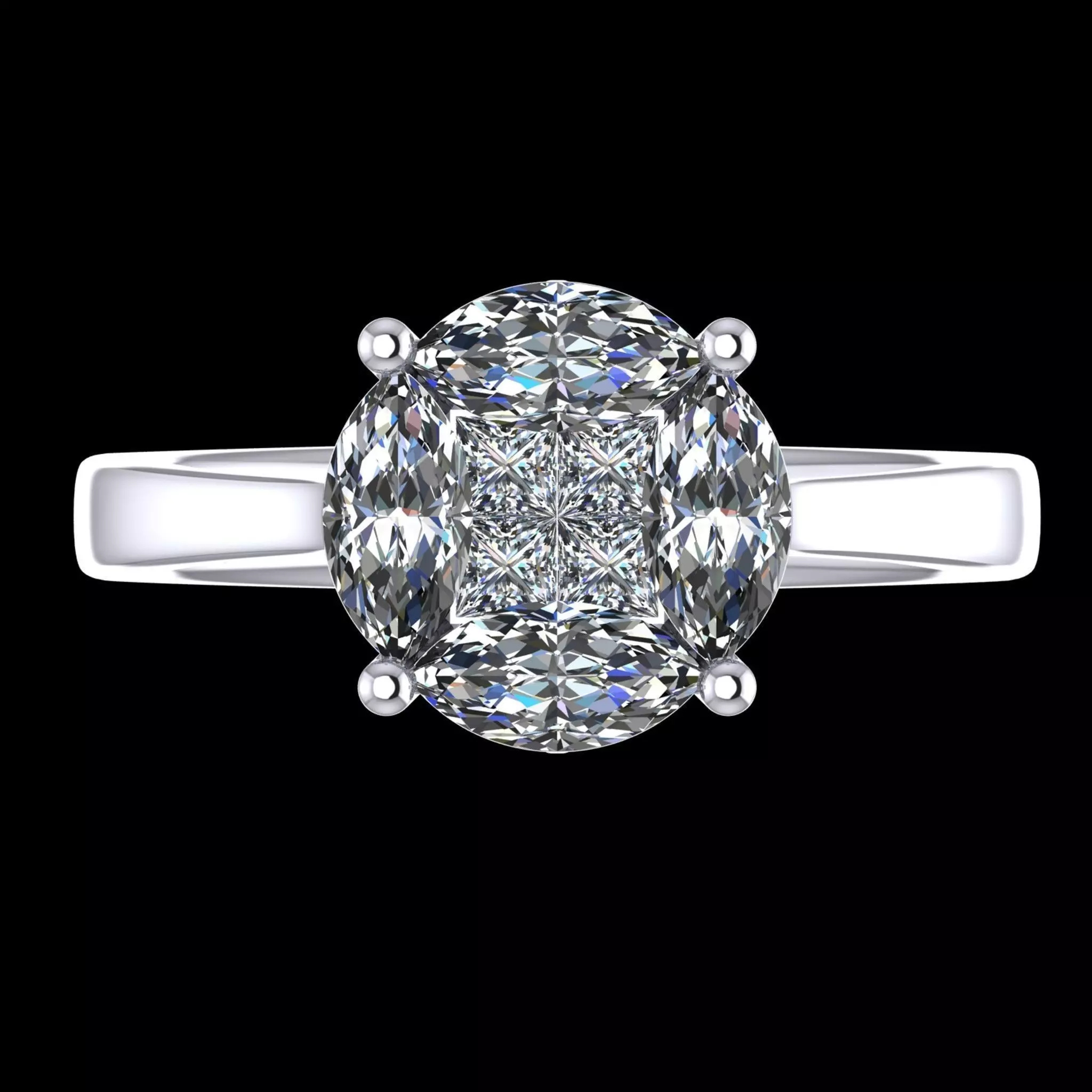 illusion ring setting 3 carat look 3D print model