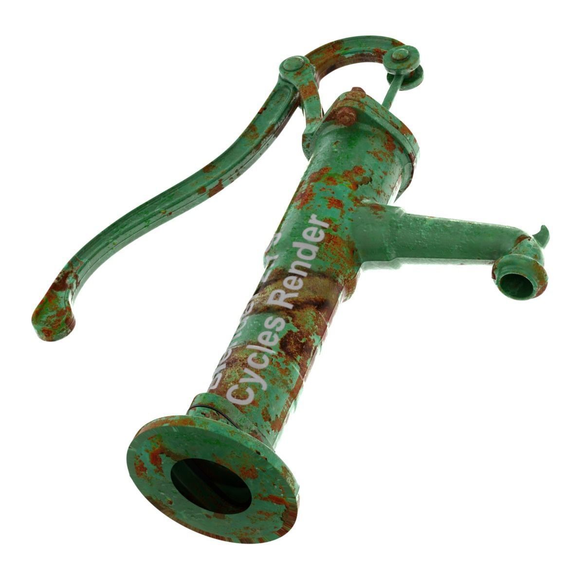 Vintage Water Hand Pump With Bucket 3D model_10