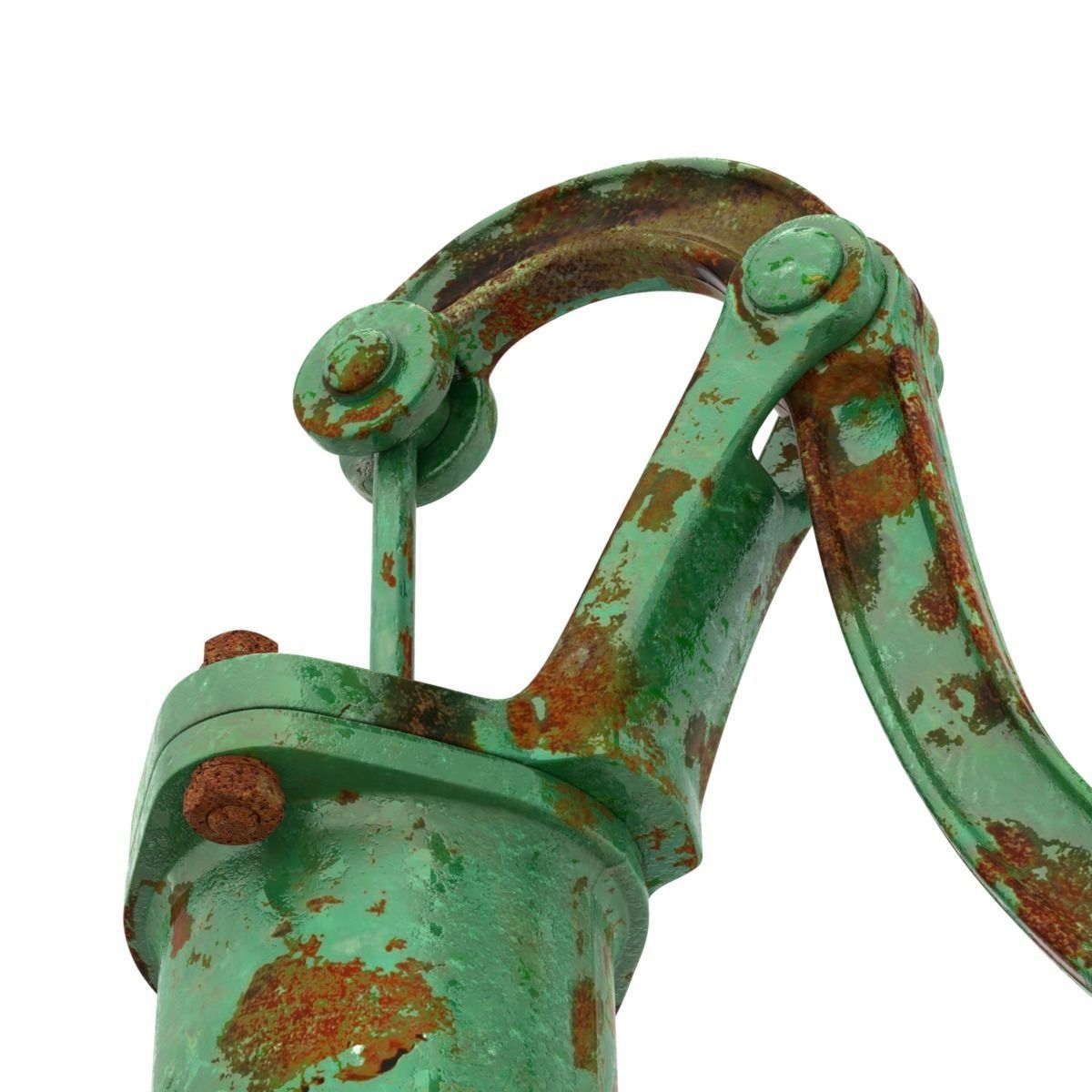 Vintage Water Hand Pump With Bucket 3D model_4