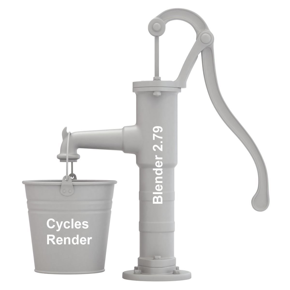 Vintage Water Hand Pump With Bucket 3D model_19