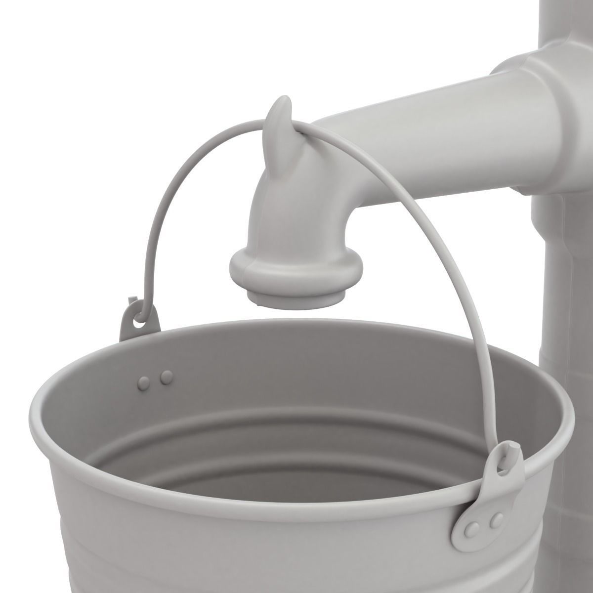 Vintage Water Hand Pump With Bucket 3D model_16