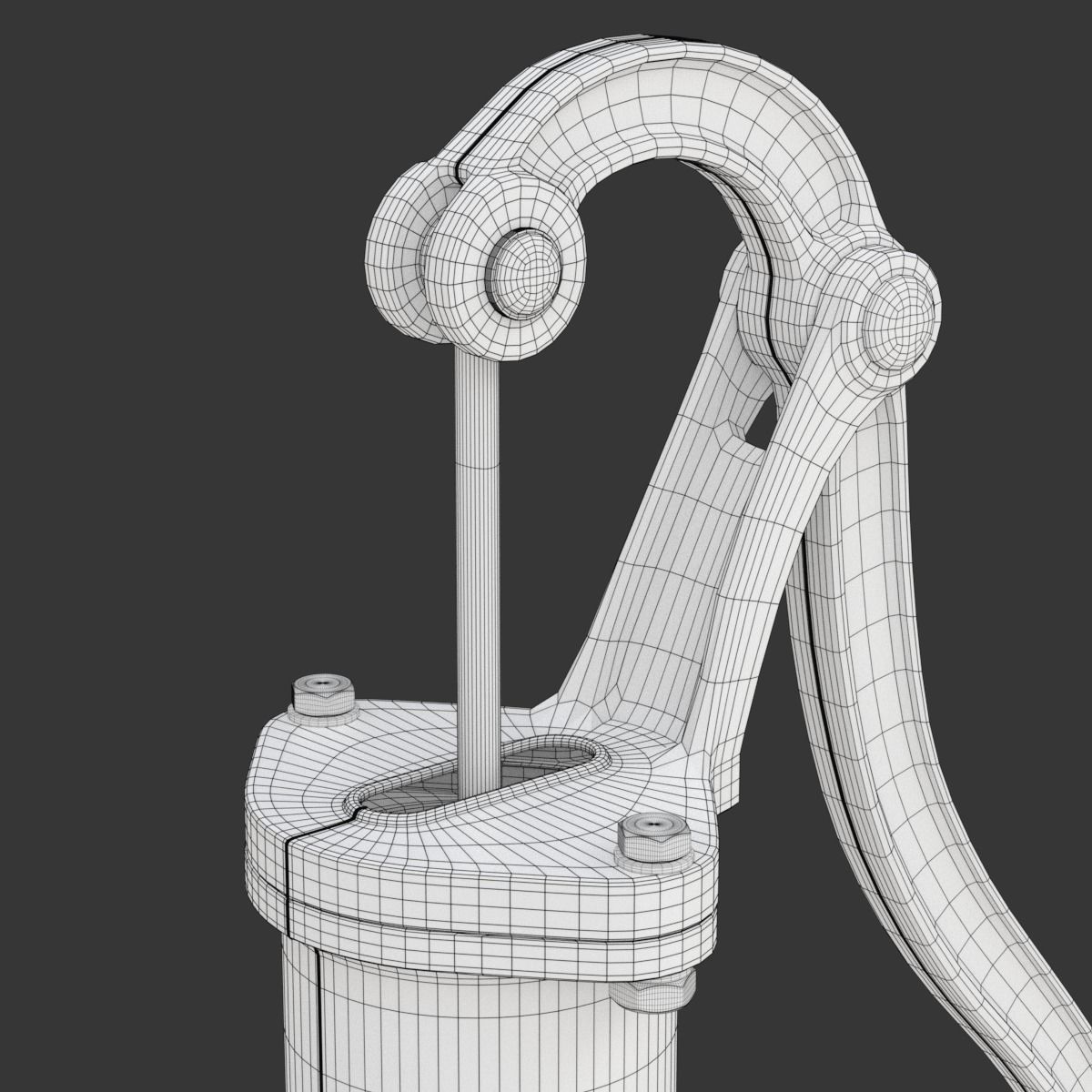Vintage Water Hand Pump With Bucket 3D model_25
