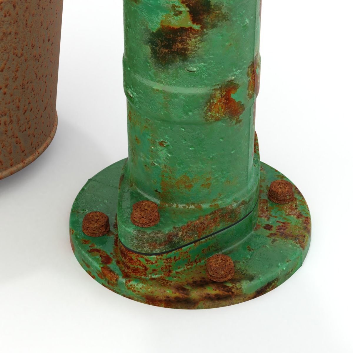 Vintage Water Hand Pump With Bucket 3D model_6