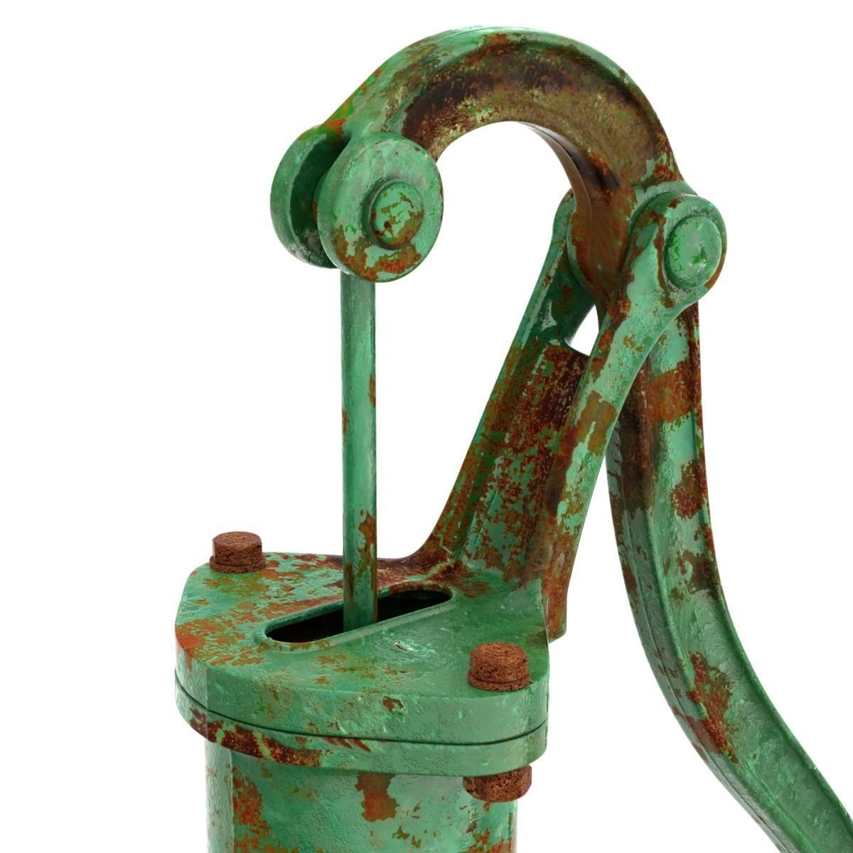 Vintage Water Hand Pump With Bucket 3D model_5