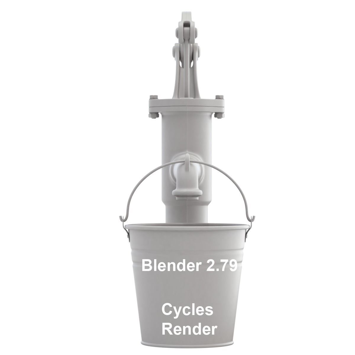 Vintage Water Hand Pump With Bucket 3D model_20