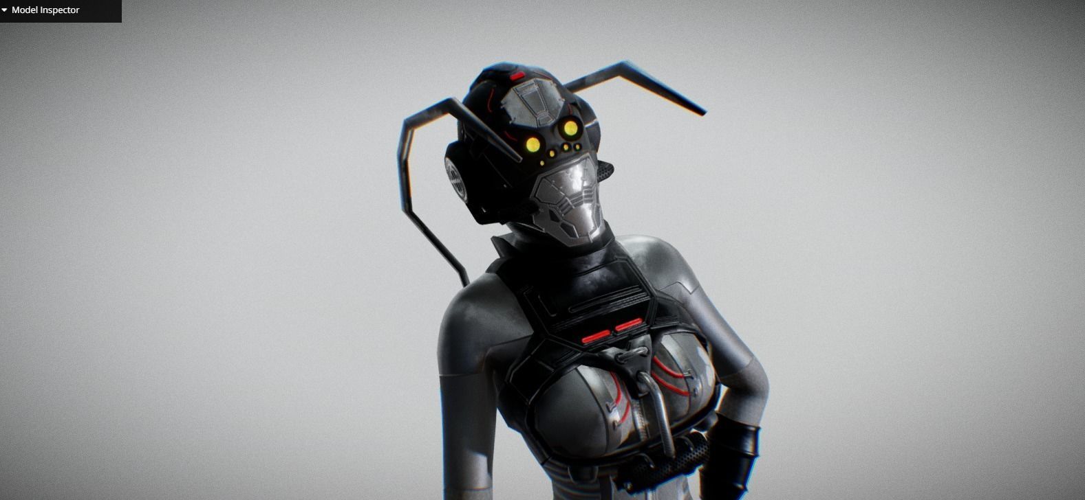 Sci-Fi Female Unit Low-poly 3D model_6