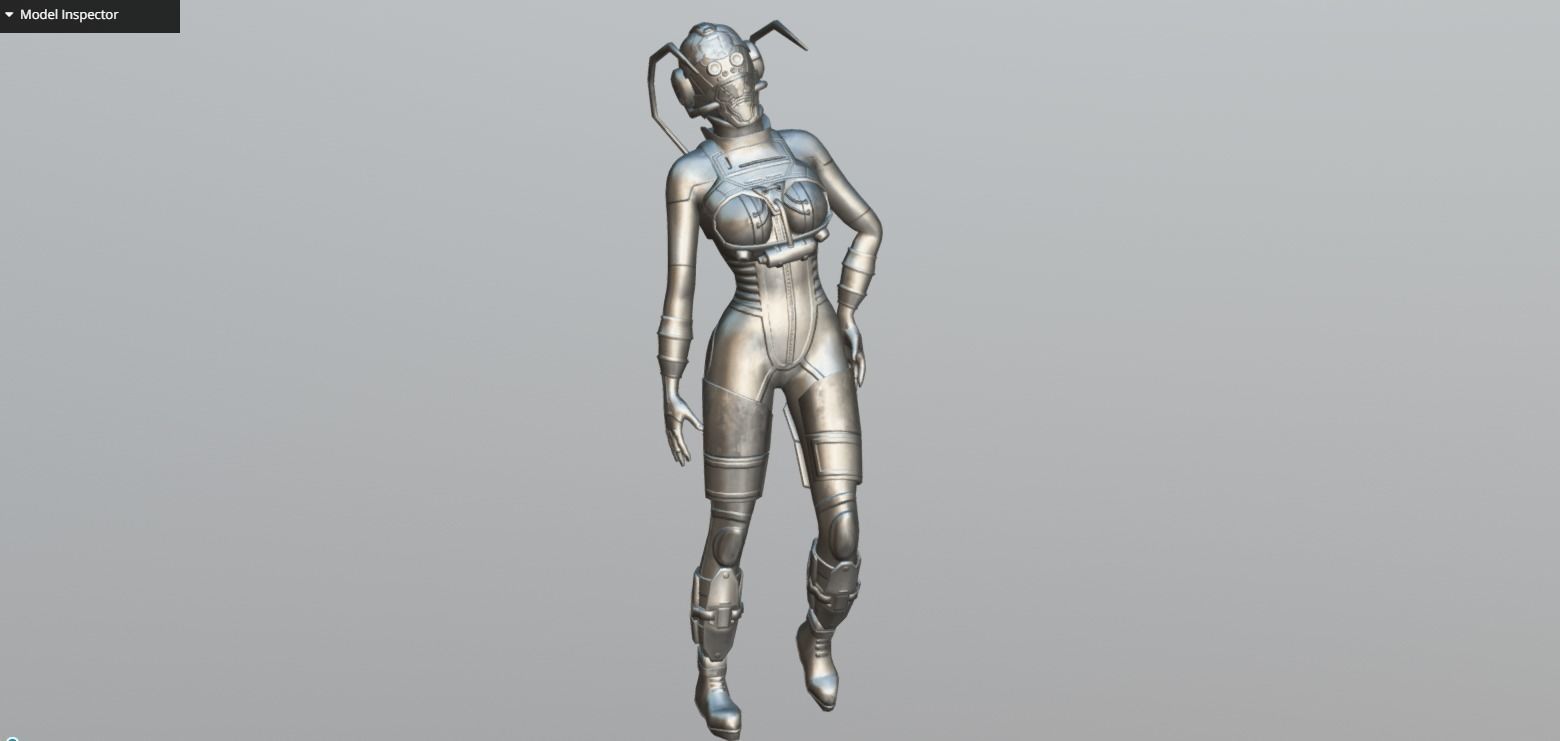 Sci-Fi Female Unit Low-poly 3D model_11