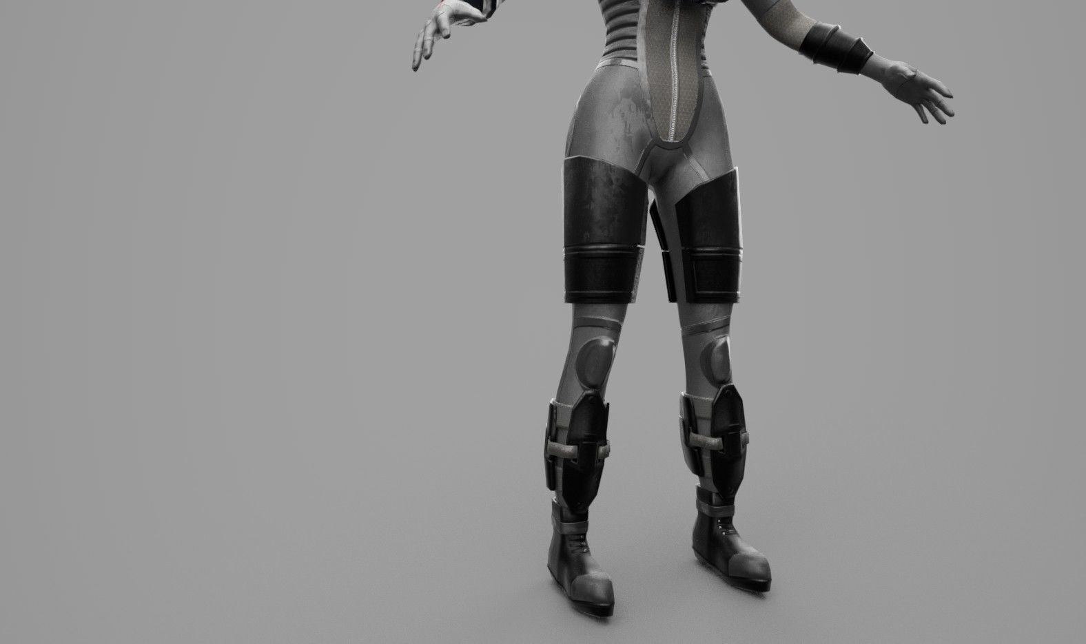 Sci-Fi Female Unit Low-poly 3D model_4