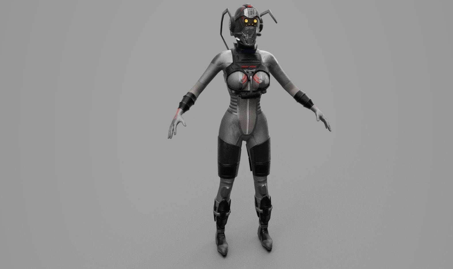 Sci-Fi Female Unit Low-poly 3D model_3