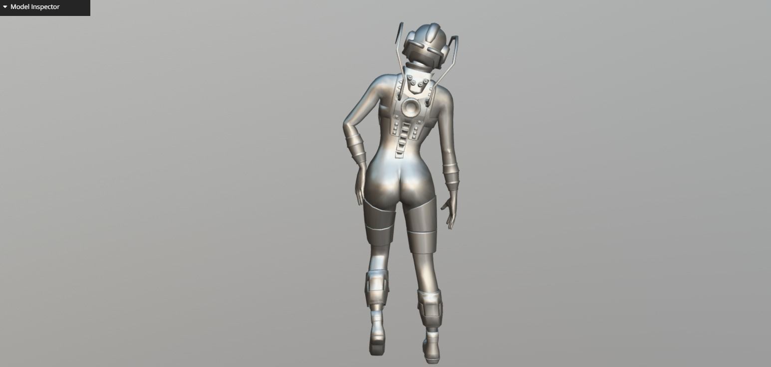 Sci-Fi Female Unit Low-poly 3D model_10