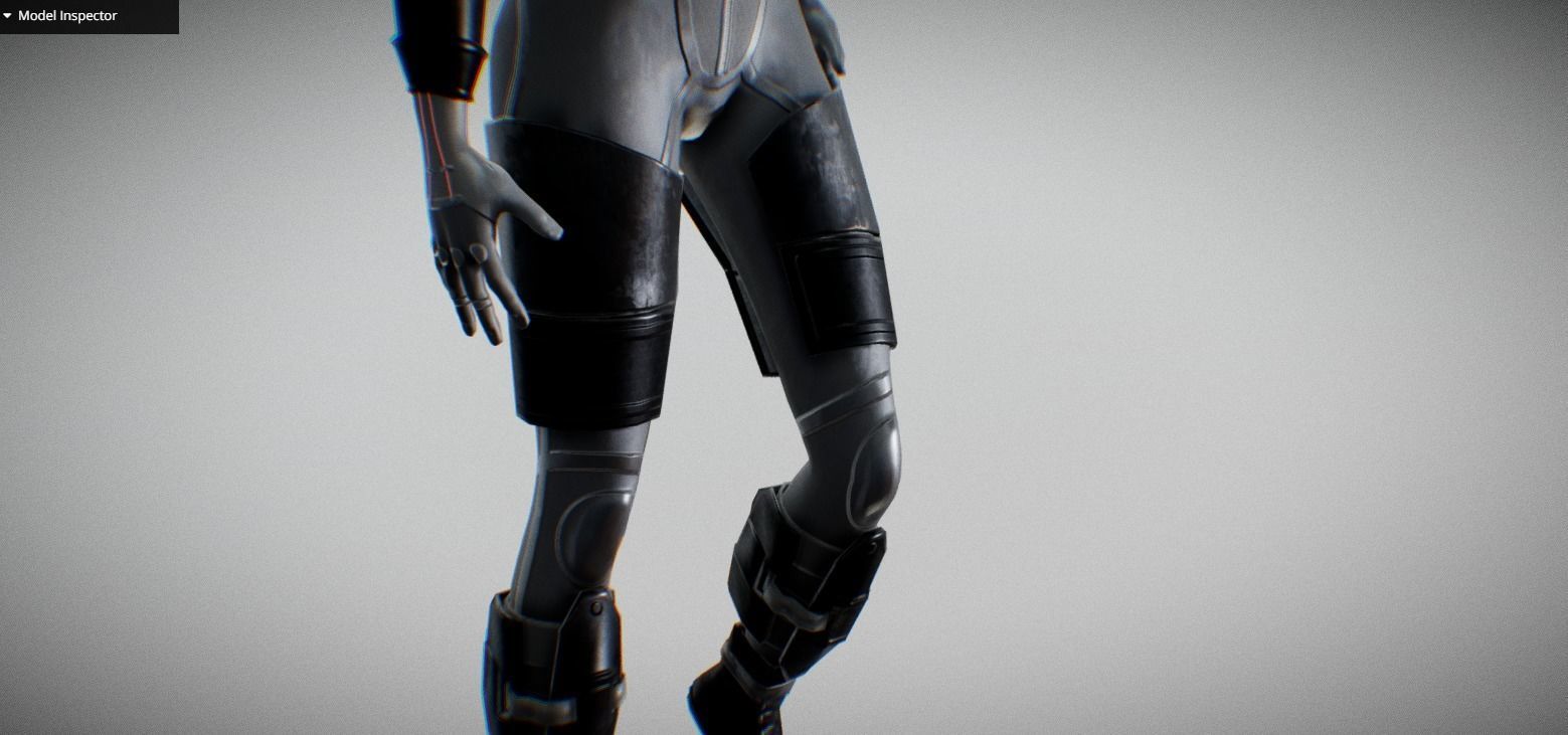 Sci-Fi Female Unit Low-poly 3D model_8