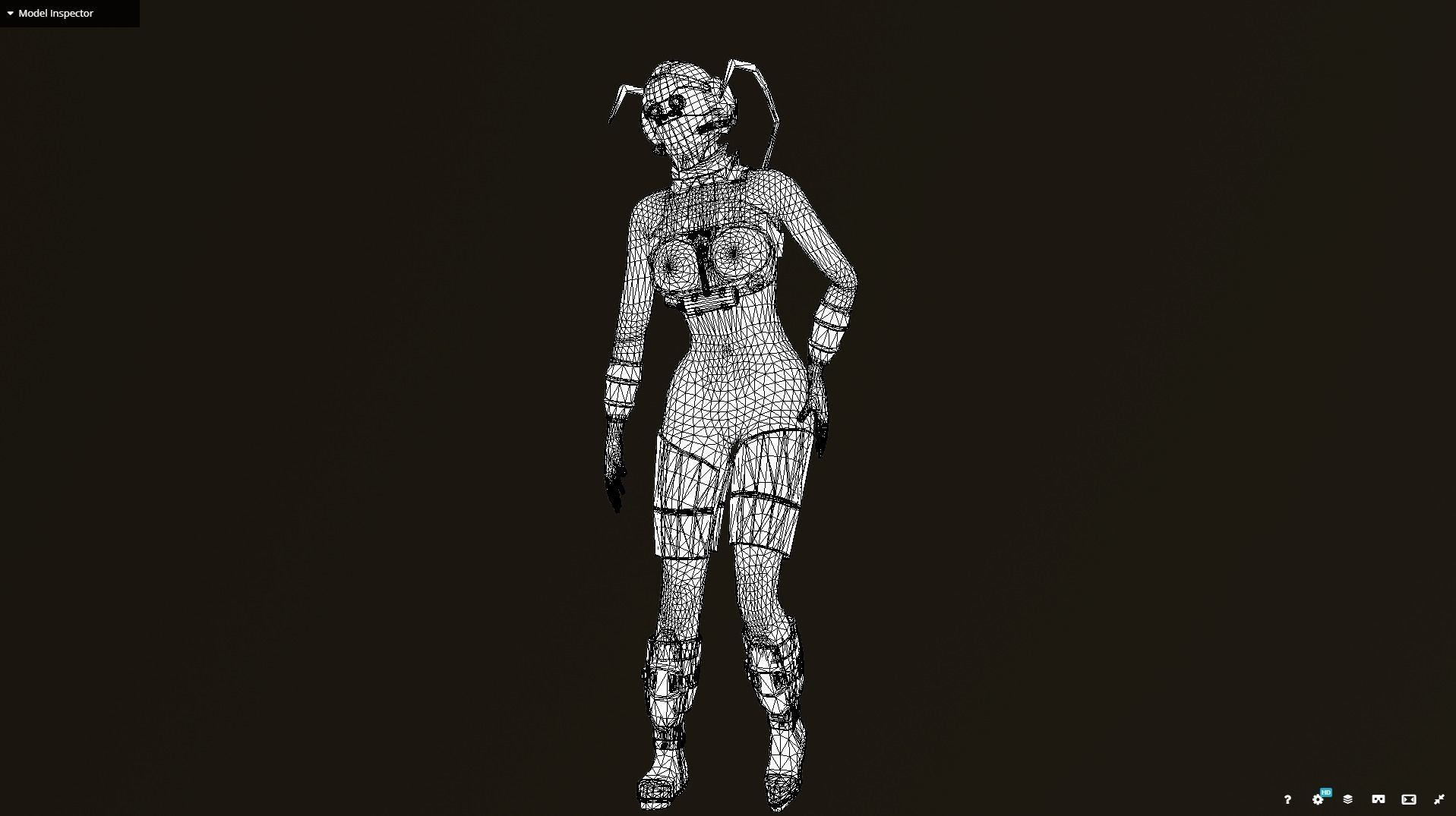 Sci-Fi Female Unit Low-poly 3D model_9