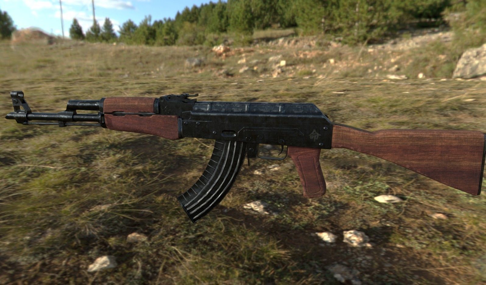 AK 47 - PBR and Diffuse Texture Only Low-poly 3D model_2