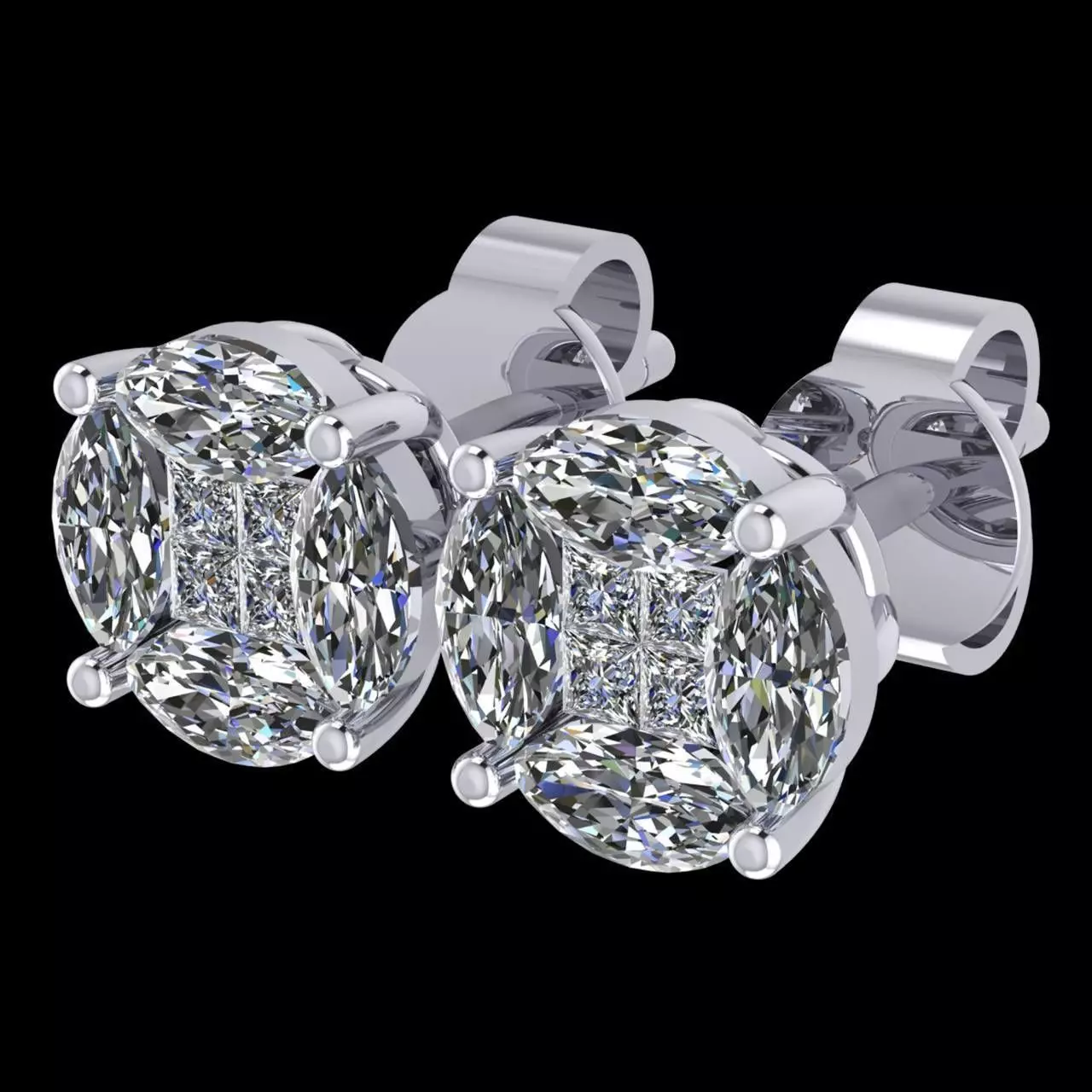 illusion earring setting almost 2 carat look 3D print model