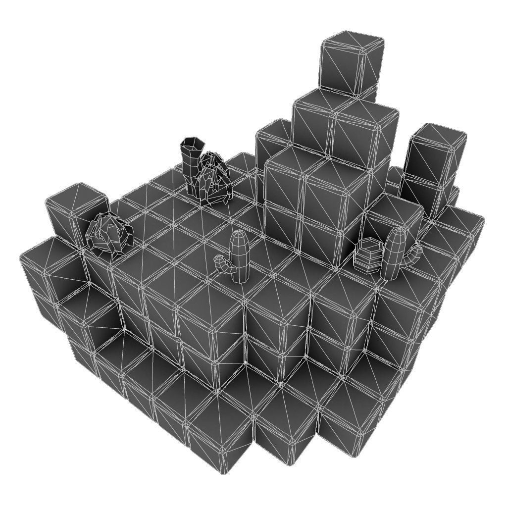 Cube World Level Building Set - Low Poly Hand Painted Low-poly 3D model_8