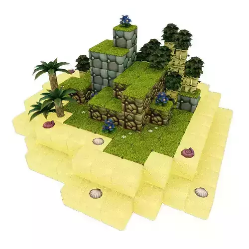 Cube World Level Building Set - Low Poly Hand Painted