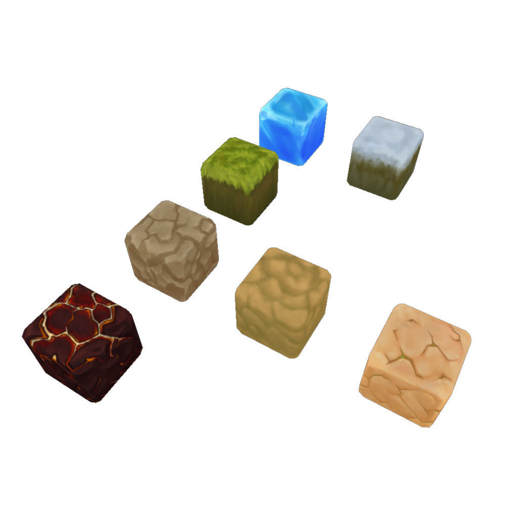 Cube World Level Building Set - Low Poly Hand Painted Low-poly 3D model_13