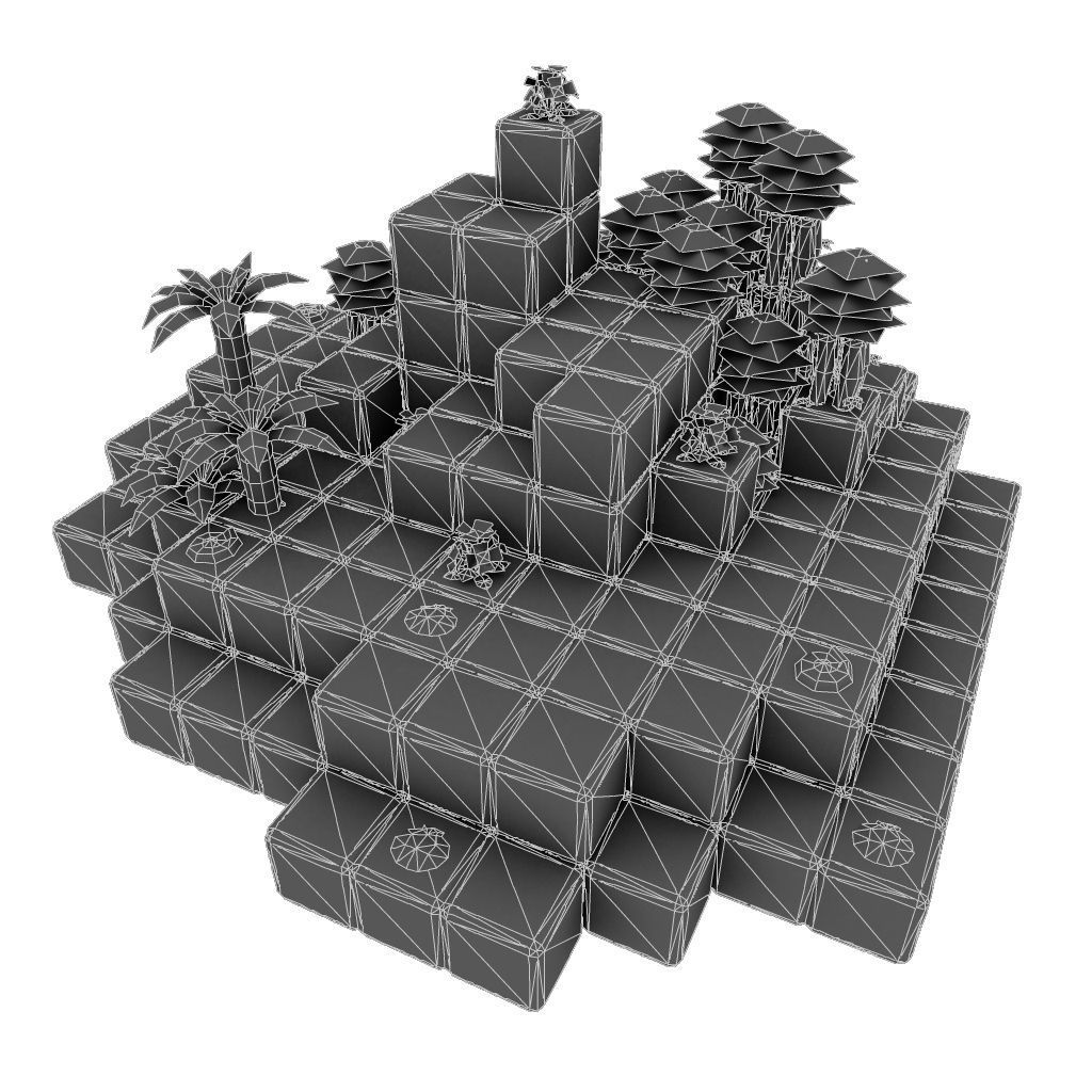 Cube World Level Building Set - Low Poly Hand Painted Low-poly 3D model_2