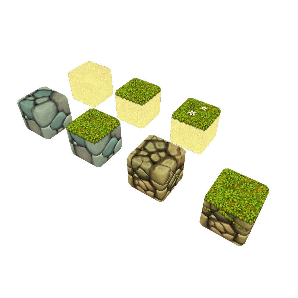 Cube World Level Building Set - Low Poly Hand Painted Low-poly 3D model_14