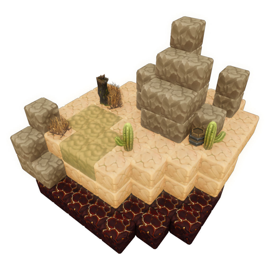 Cube World Level Building Set - Low Poly Hand Painted Low-poly 3D model_6