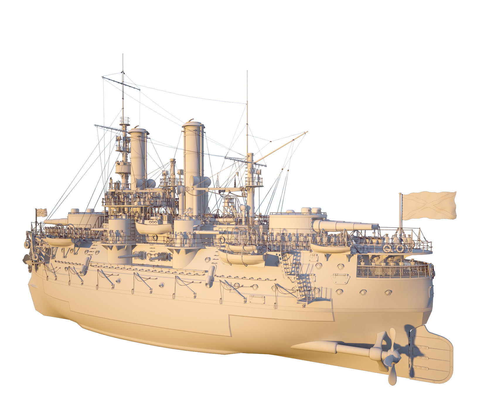 Battleship Petropavlovsk 1899 3D model_9