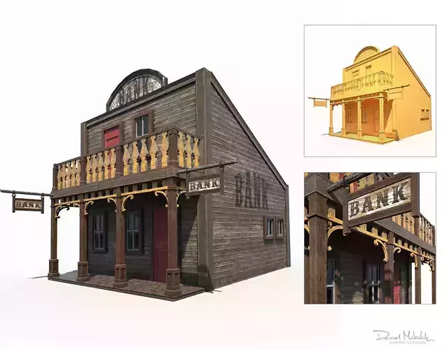 Western Bank Low Poly PBR
