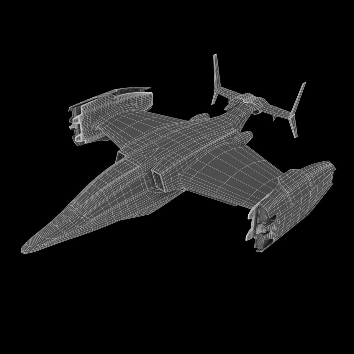 Spaceship fighter jet 3D model_5