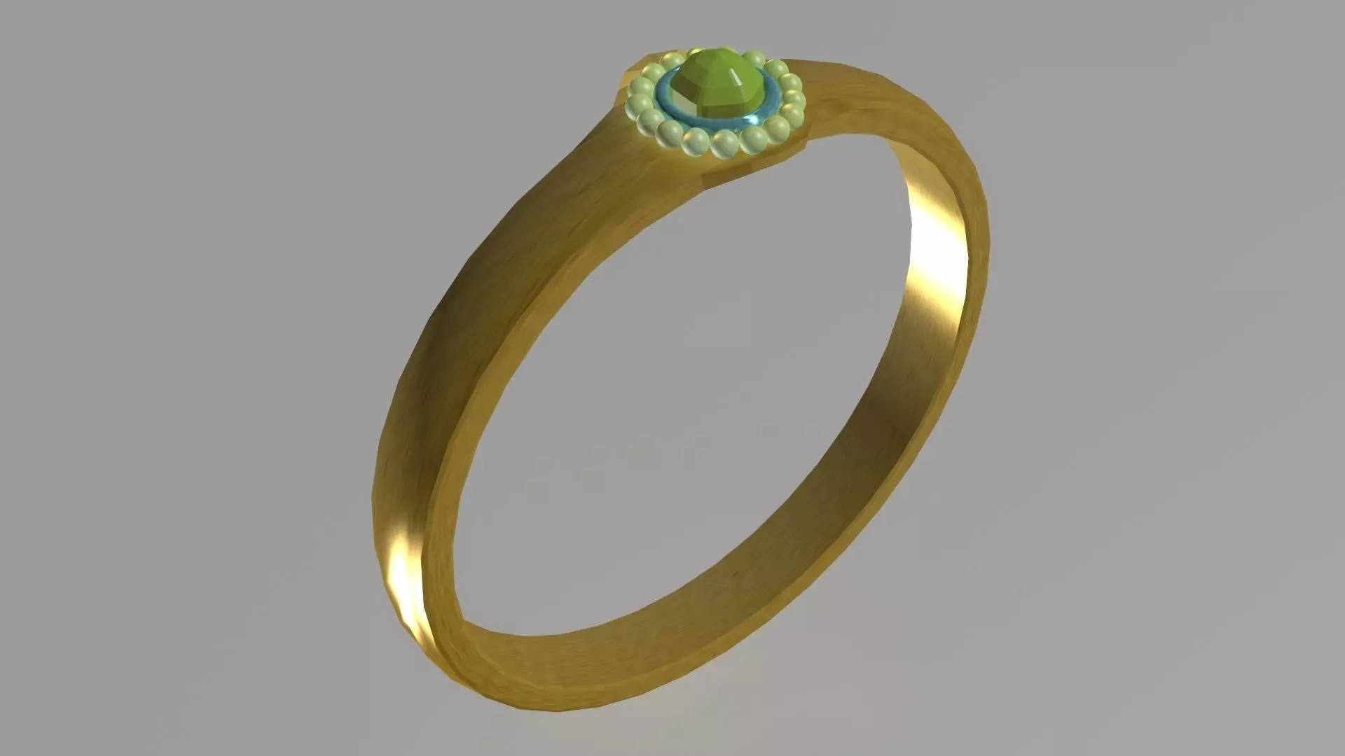 Golden finger ring Low-poly 3D model_0