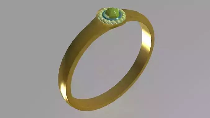 Golden finger ring Low-poly 3D model