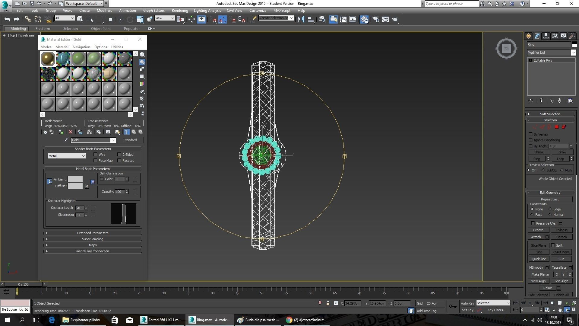 Golden finger ring Low-poly 3D model_6
