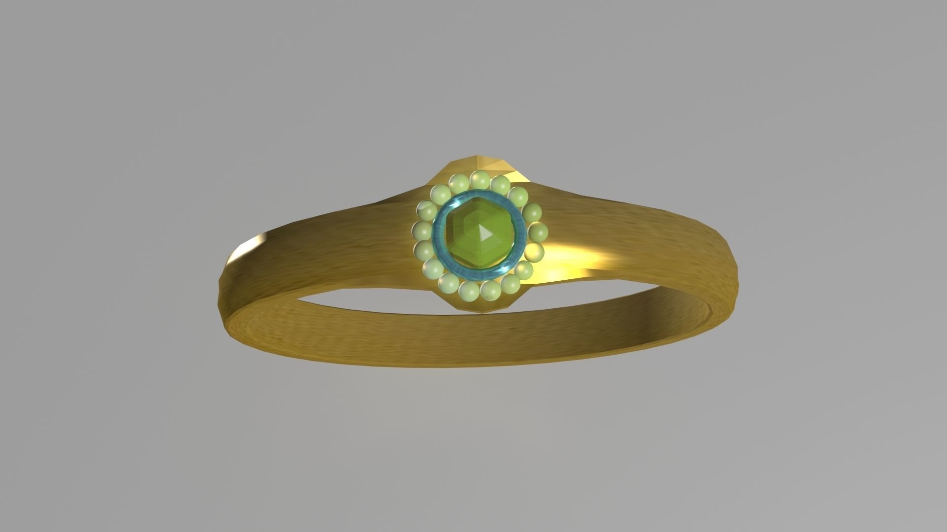 Golden finger ring Low-poly 3D model_1