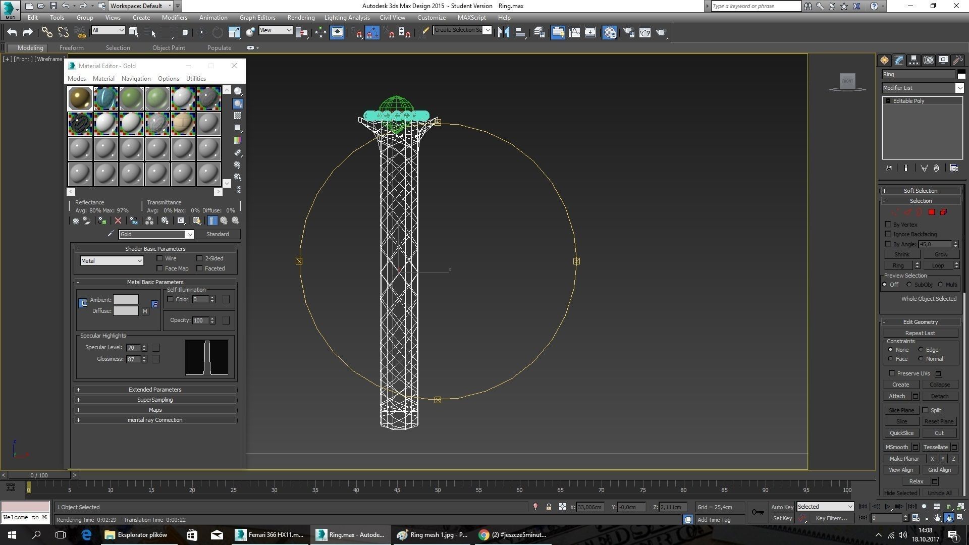 Golden finger ring Low-poly 3D model_5