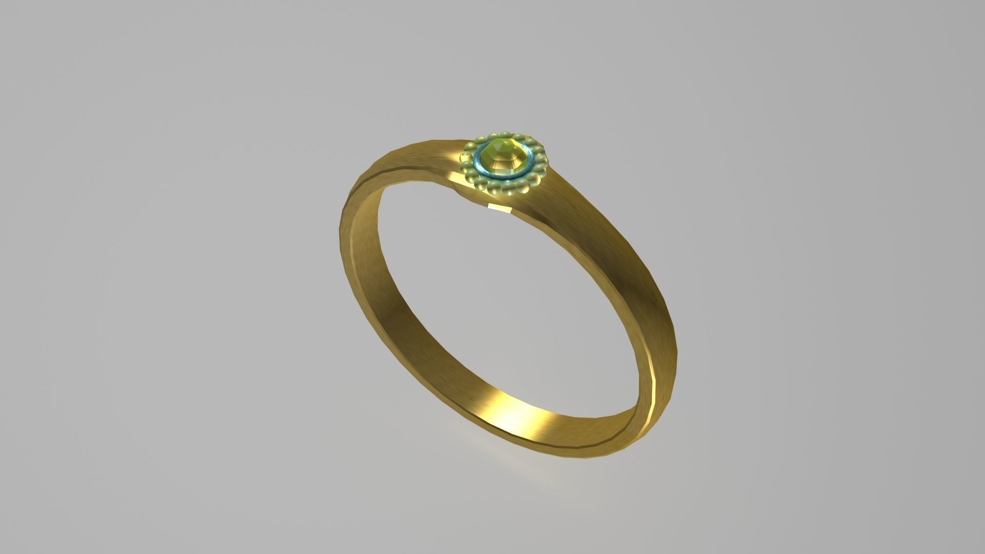 Golden finger ring Low-poly 3D model_2