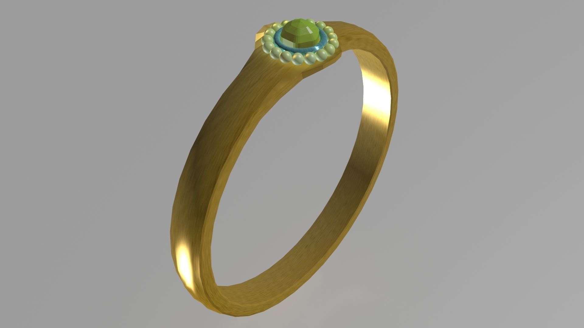 Golden finger ring Low-poly 3D model_3