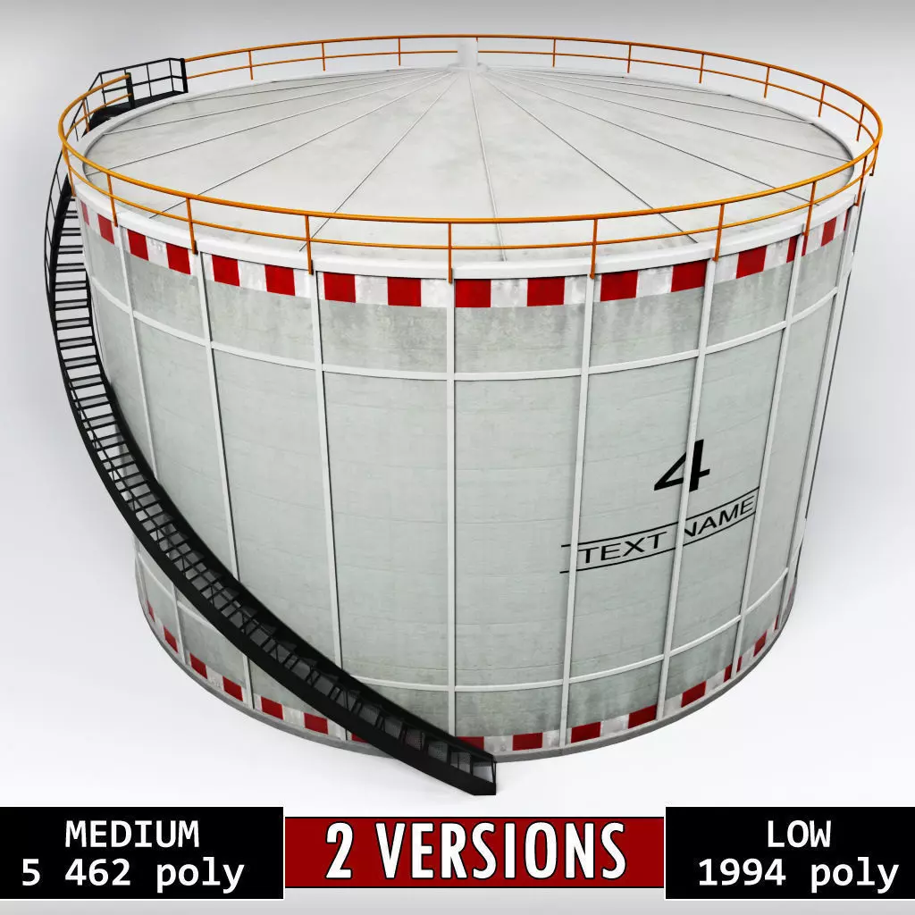 Oil tank gas industrial cylinder Low-poly 3D model_0