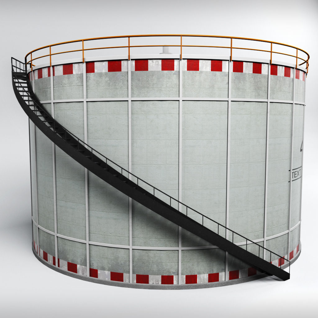 Oil tank gas industrial cylinder Low-poly 3D model_4