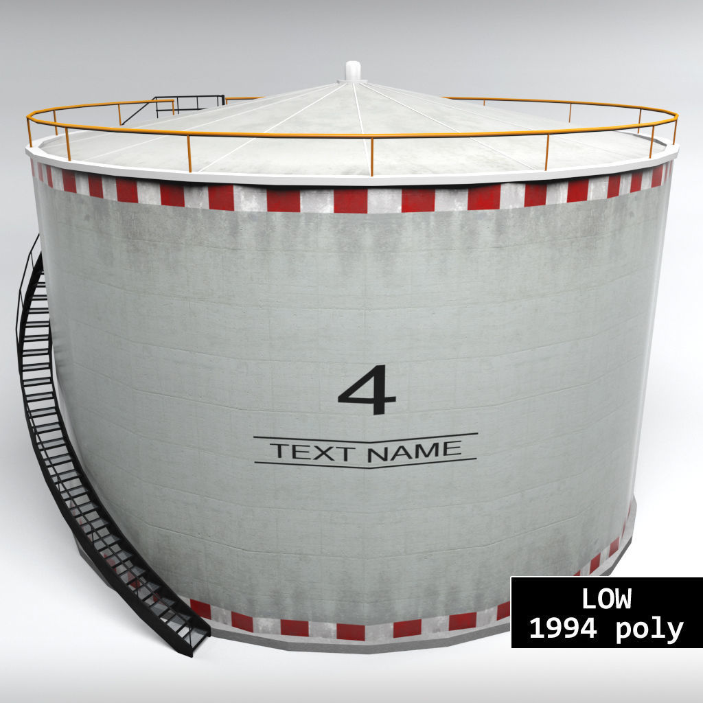 Oil tank gas industrial cylinder Low-poly 3D model_10